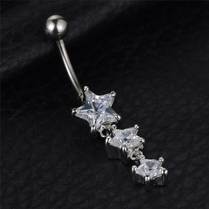 Lady Rhinestone Flower Stainless Steel Belly Button Navel Ring Piercing Jewelry Navel Piercing Earring Belly Piercing Sexy Body