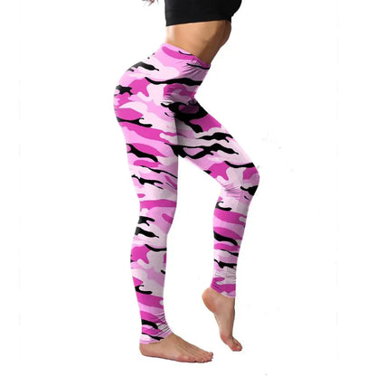 Lady Camouflage 3D Print knitted cotton blended Leggings Women Fitness Elastic Push Up pants Girl Gym Running Leggings