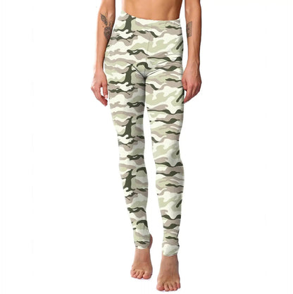 Lady Camouflage 3D Print knitted cotton blended Leggings Women Fitness Elastic Push Up pants Girl Gym Running Leggings