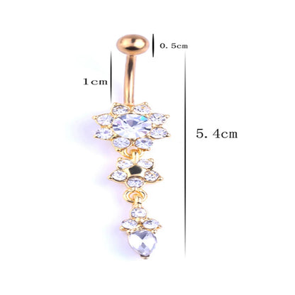 Lady Rhinestone Flower Stainless Steel Belly Button Navel Ring Piercing Jewelry Navel Piercing Earring Belly Piercing Sexy Body