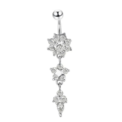 Lady Rhinestone Flower Stainless Steel Belly Button Navel Ring Piercing Jewelry Navel Piercing Earring Belly Piercing Sexy Body