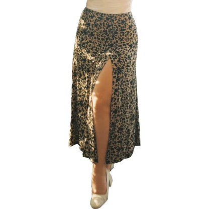 Jocoo Jolee Elegant Leopard Floral Printing Long Skirt Women Sexy High Waist Split Midi Skirts Office Lady Bodycon A Line Skirts