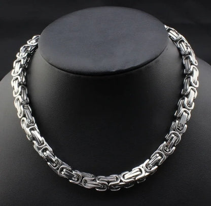 Stainless Steel Byzantine Chain Braided Chain Necklace Bracelet Set Men's Biker Punk Hip Hop Rock Jewelry Accessories