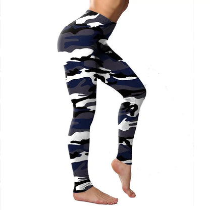 Lady Camouflage 3D Print knitted cotton blended Leggings Women Fitness Elastic Push Up pants Girl Gym Running Leggings