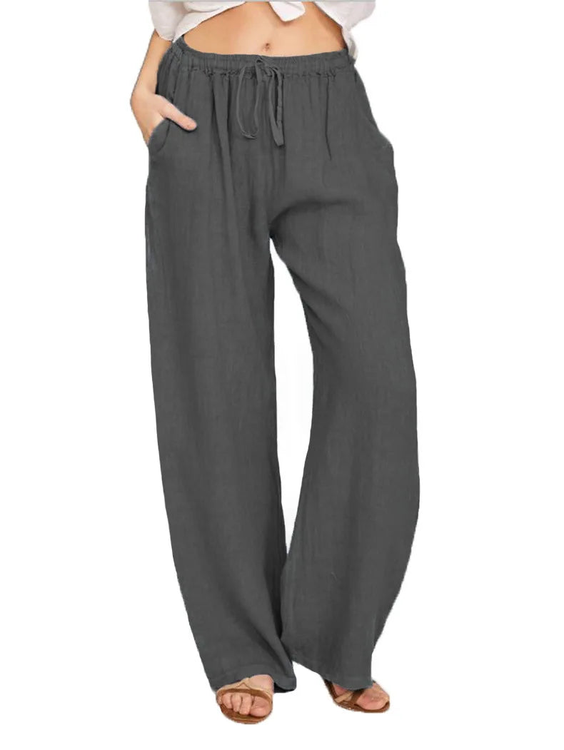 Summer and Autumn New Casual Women's Wear in Europe, America, and Europe Large Loose Cotton Hemp Casual Pants