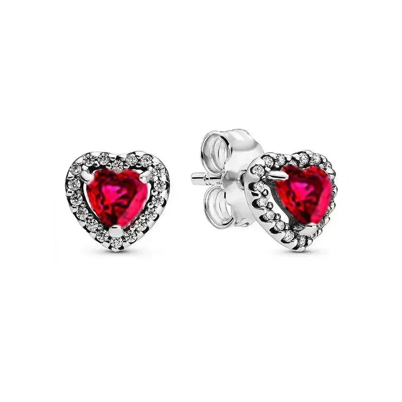 Brand new 925 sterling silver classic heart-shaped crystal zircon ring necklace earrings DIY charm women's New Year holiday gift