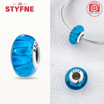 Silver 925 Blue Series Crystal Enamel Murano Charming Bead Silver Color Beads Fit Original Bracelet for Women Diy Jewelry Gifts