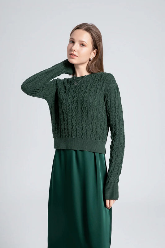 Sale AS 2024 winter design woman clothing Cable knitted Tops + Satin Dress ( Ship out in 1 day)