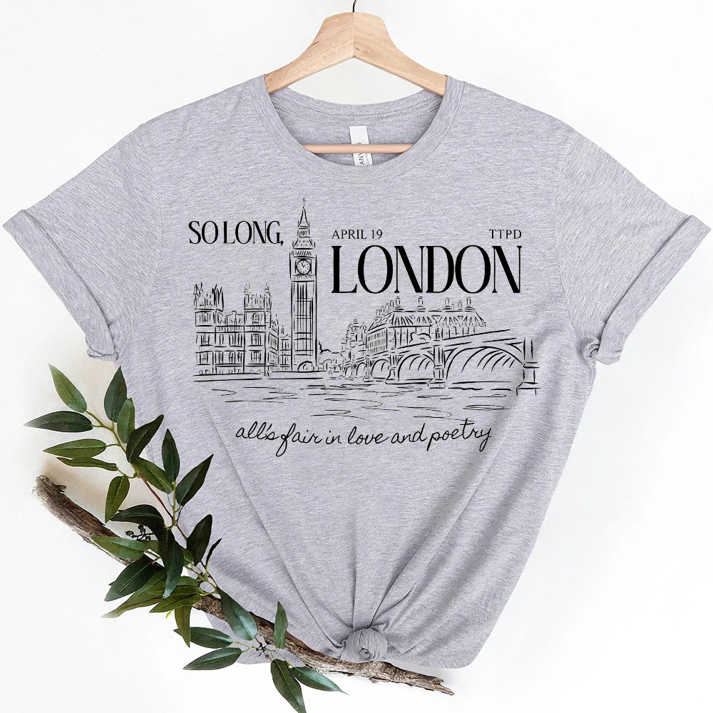 So Long London Music Lover Concert Fans Tee T-Shirts Eras Tour New Album The Tortured Poets Department Shirt Women Clothes Tops