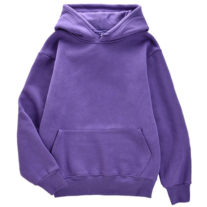 Fashion Solid Women Streetwear Multicolor Autumn Female Hoodies Fleece Pocket Unisex Oversize Pullovers Comfortable Warm Hoody