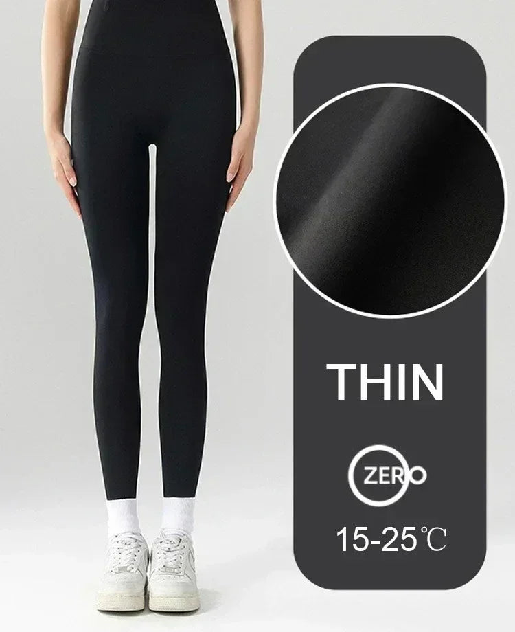 Women's Autumn Winter Thickened Alpaca Velvet Black Shark Leggings High Waist Slim Seamless Fleece Warm Leggings