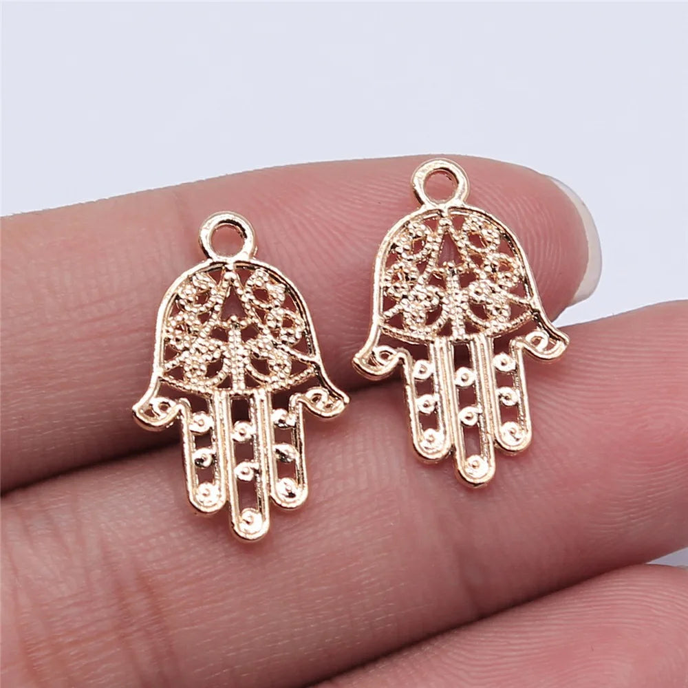 20pcs Charms Fatima Hand Hamsa Palm Protection Tibetan Bronze Silver Color Pendants Antique Making DIY Handmade Craft