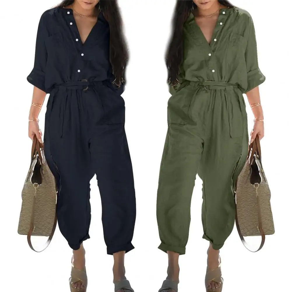 Summer Playsuit  Fashion Fashion Spring Lady Long Rompers  Breathable Work Overalls