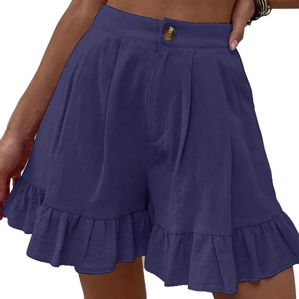 Solid Color  Chic Loose Fit Summer Short Pants S to 2XL Casual Shorts Pleated   for Home