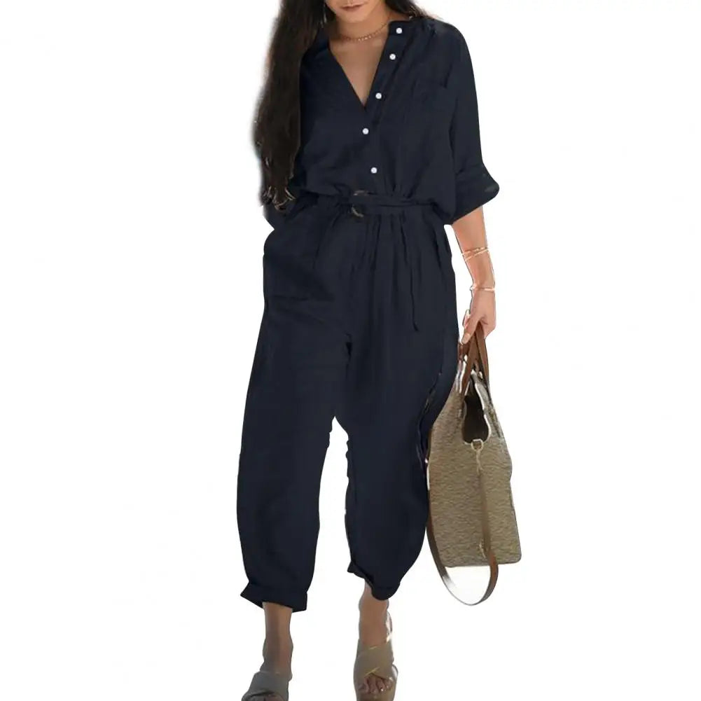 Summer Playsuit  Fashion Fashion Spring Lady Long Rompers  Breathable Work Overalls