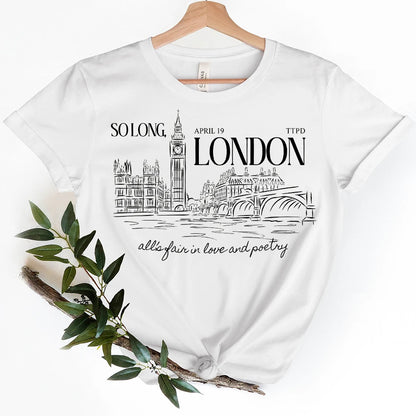 So Long London Music Lover Concert Fans Tee T-Shirts Eras Tour New Album The Tortured Poets Department Shirt Women Clothes Tops