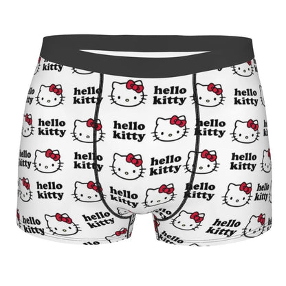 Hello Kitty Pattern Cartoon Boxer Shorts Panties Printed Underwear Quilt Underpants Men Sanrio Comfortable Boxers Briefs