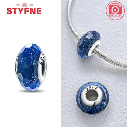 Silver 925 Blue Series Crystal Enamel Murano Charming Bead Silver Color Beads Fit Original Bracelet for Women Diy Jewelry Gifts