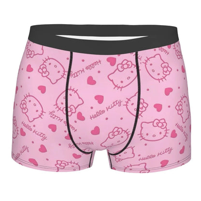 Hello Kitty Pattern Cartoon Boxer Shorts Panties Printed Underwear Quilt Underpants Men Sanrio Comfortable Boxers Briefs