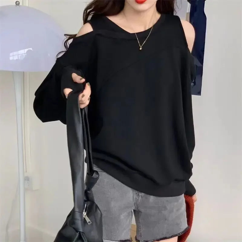 2024 Women's T Shirts Black Clothes Female Tops Loose Simple Cheap Tees Stylish One Piece Wholesale Spring and Autumn O Tshirts