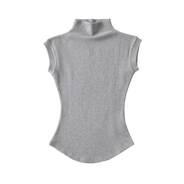 Womens Sleeveless Turtleneck Tops Summer Stretch Slim Fit Short Sleeve Mock Neck Women's Causal Basics High Neck Tank Tops