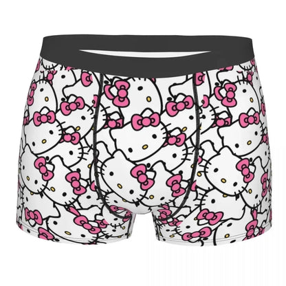 Hello Kitty Pattern Cartoon Boxer Shorts Panties Printed Underwear Quilt Underpants Men Sanrio Comfortable Boxers Briefs