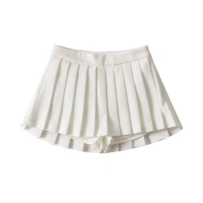 Zoki Sexy Women Pleated Skirts High Waist Summer Vintage Mini Skirts Korean Tennis Student White Designed Dance Skirt