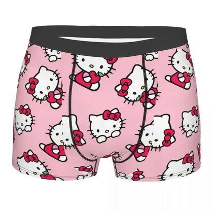 Hello Kitty Pattern Cartoon Boxer Shorts Panties Printed Underwear Quilt Underpants Men Sanrio Comfortable Boxers Briefs