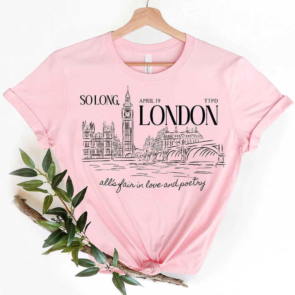 So Long London Music Lover Concert Fans Tee T-Shirts Eras Tour New Album The Tortured Poets Department Shirt Women Clothes Tops