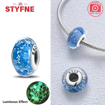 Silver 925 Blue Series Crystal Enamel Murano Charming Bead Silver Color Beads Fit Original Bracelet for Women Diy Jewelry Gifts