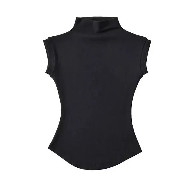 Womens Sleeveless Turtleneck Tops Summer Stretch Slim Fit Short Sleeve Mock Neck Women's Causal Basics High Neck Tank Tops