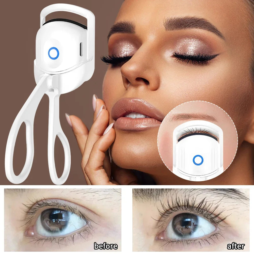 Portable Electric Heated Eyelash Curler Comb Eye Lash Perm Long Lasting Shaping Eyelash Curls Thermal Eyelash Curler Makeup Tool