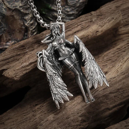 Retro Compass Warrior Head Demon Warrior Pendant Benno Necklace Men's Locomotive Gothic Jewelry Necklace