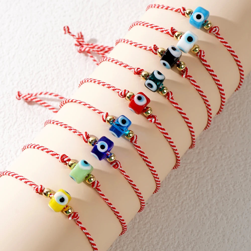 Go2boho Tradition Spring is Coming Series Cylindrical Glass Evil Eye 2024 Trendy Greek Martakia March Bracelets for Women