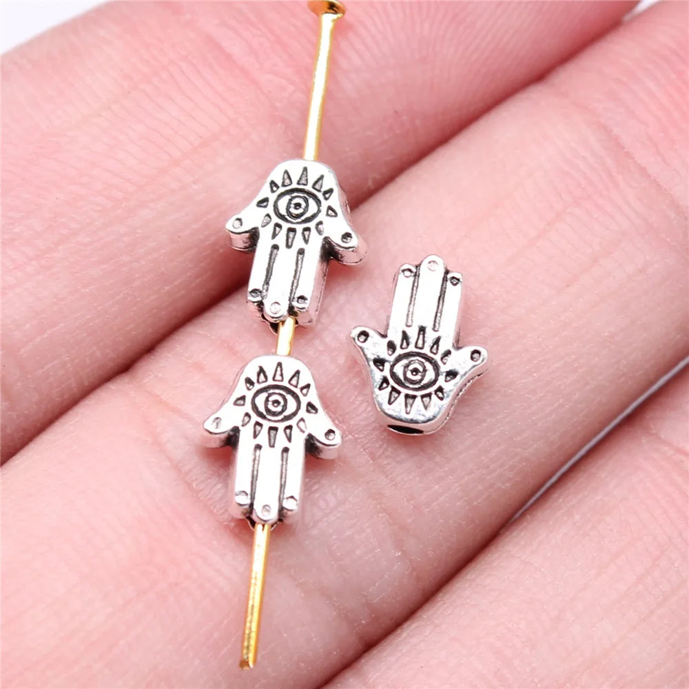 20pcs Charms Fatima Hand Hamsa Palm Protection Tibetan Bronze Silver Color Pendants Antique Making DIY Handmade Craft