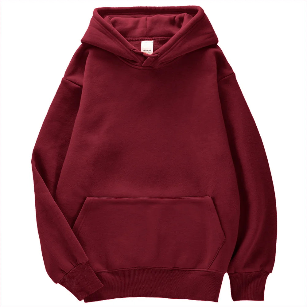 Fashion Solid Women Streetwear Multicolor Autumn Female Hoodies Fleece Pocket Unisex Oversize Pullovers Comfortable Warm Hoody