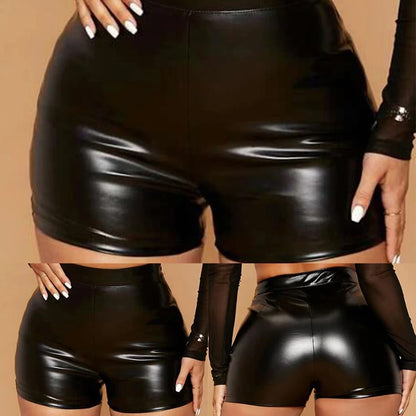 Women Wet Look Booty Shorts Patent Leather High Waist Mini Shorts Night Club Party Costumes Sexy Tight Clubwear women's pants