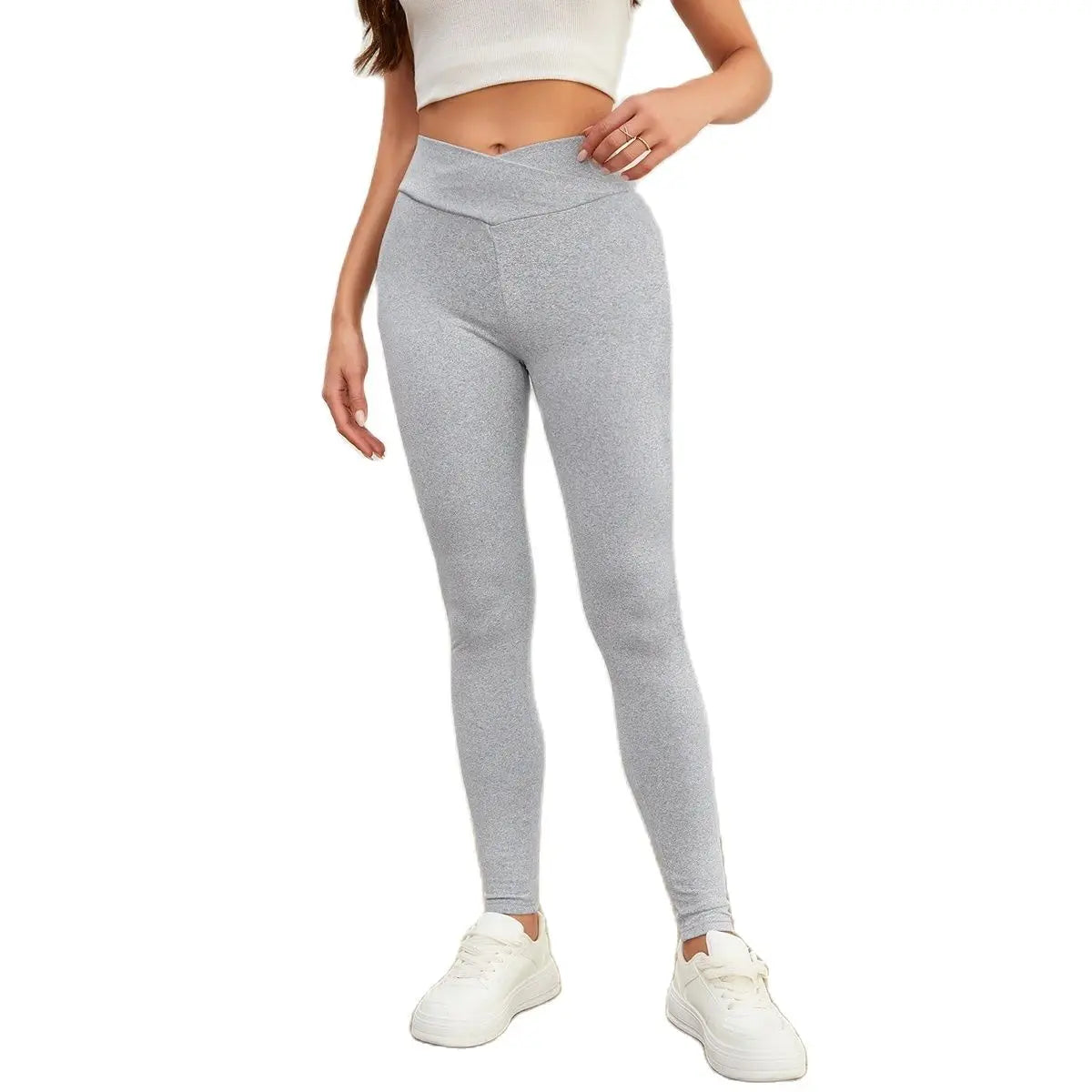 2024 Classic light gray new style Harajuku soild color breathable fashion slim fit women's leggings casual and comfortable