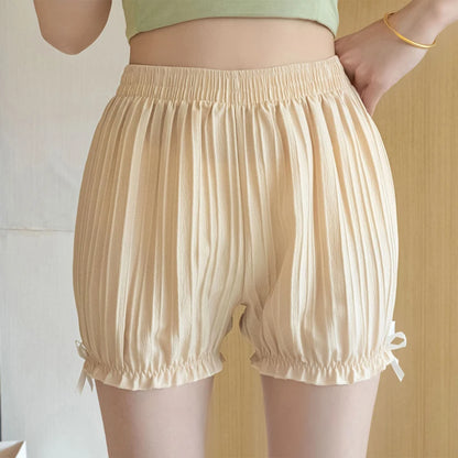 Cute Lolita Bow Frilly Bloomers Safety Short Pants Women Solid Color Striped Safety Shorts Culottes Underwear Cotton Knickers