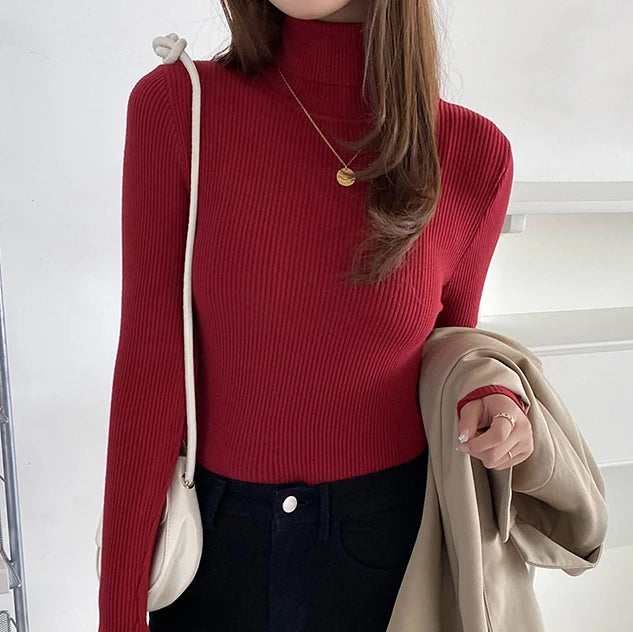 Heliar Women Fall Turtleneck Sweater Knitted Soft Pullovers Cashmere Jumpers Basic Soft Sweaters For Women 2024 Autumn Winter