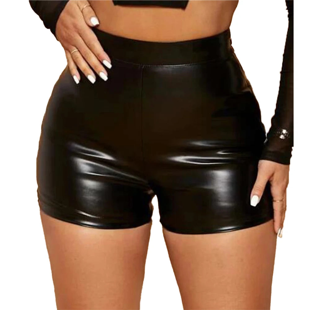 Women Wet Look Booty Shorts Patent Leather High Waist Mini Shorts Night Club Party Costumes Sexy Tight Clubwear women's pants