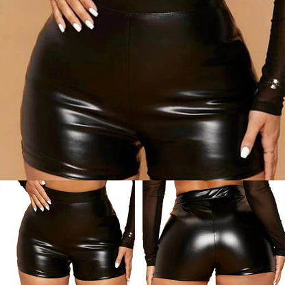 Women Wet Look Booty Shorts Patent Leather High Waist Mini Shorts Night Club Party Costumes Sexy Tight Clubwear women's pants