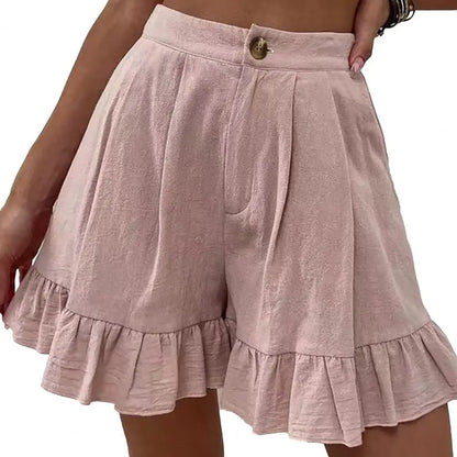 Solid Color  Chic Loose Fit Summer Short Pants S to 2XL Casual Shorts Pleated   for Home