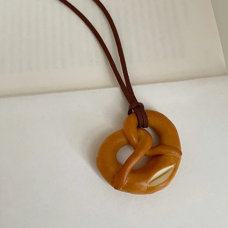 Handmade Bread, Alkaline Water Cow Horn Bun Hymn Pendant Necklace Women Niche Personality Fashion Versatile Pendant