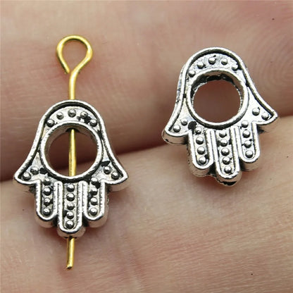 20pcs Charms Fatima Hand Hamsa Palm Protection Tibetan Bronze Silver Color Pendants Antique Making DIY Handmade Craft