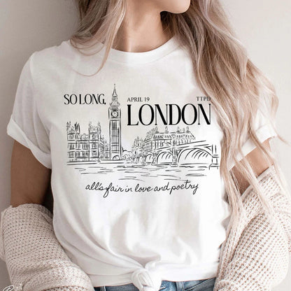 So Long London Music Lover Concert Fans Tee T-Shirts Eras Tour New Album The Tortured Poets Department Shirt Women Clothes Tops