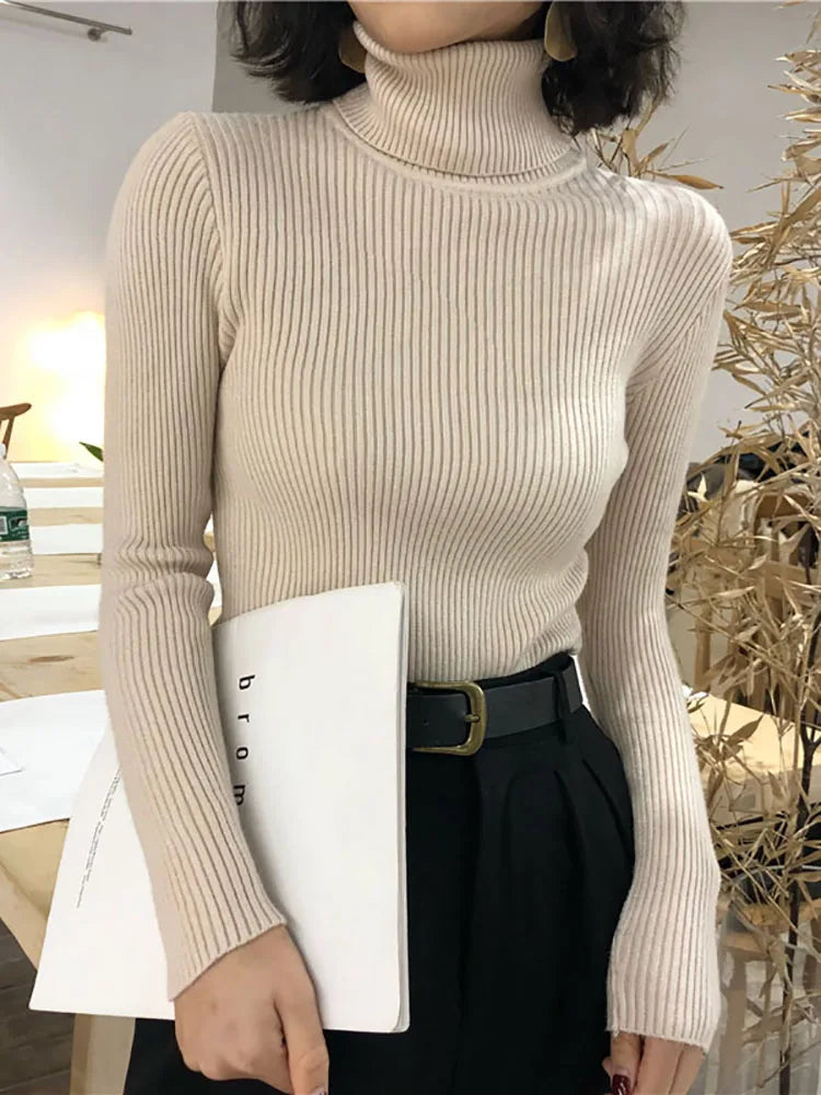 Turtleneck Sweater Womens 2024 Autumn Winter Tops Korean Slim Women Pullover Jumper Knitted Sweater Pull Femme Hiver Truien