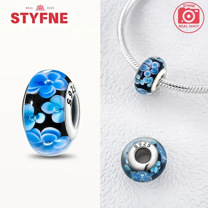 Silver 925 Blue Series Crystal Enamel Murano Charming Bead Silver Color Beads Fit Original Bracelet for Women Diy Jewelry Gifts