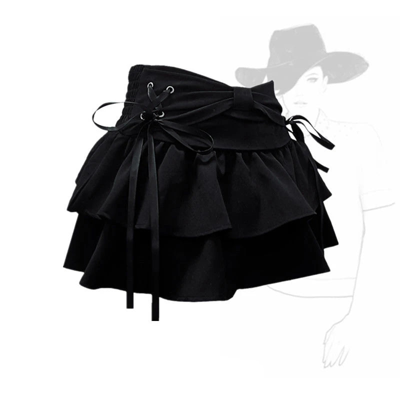 Mini Denim Skirts Women Hot Girls Sweet Kawaii Bow Vintage Y2k Clothes American Streetwear Sexy Summer A-line Мини Юбки Gothic