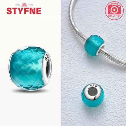 Silver 925 Blue Series Crystal Enamel Murano Charming Bead Silver Color Beads Fit Original Bracelet for Women Diy Jewelry Gifts